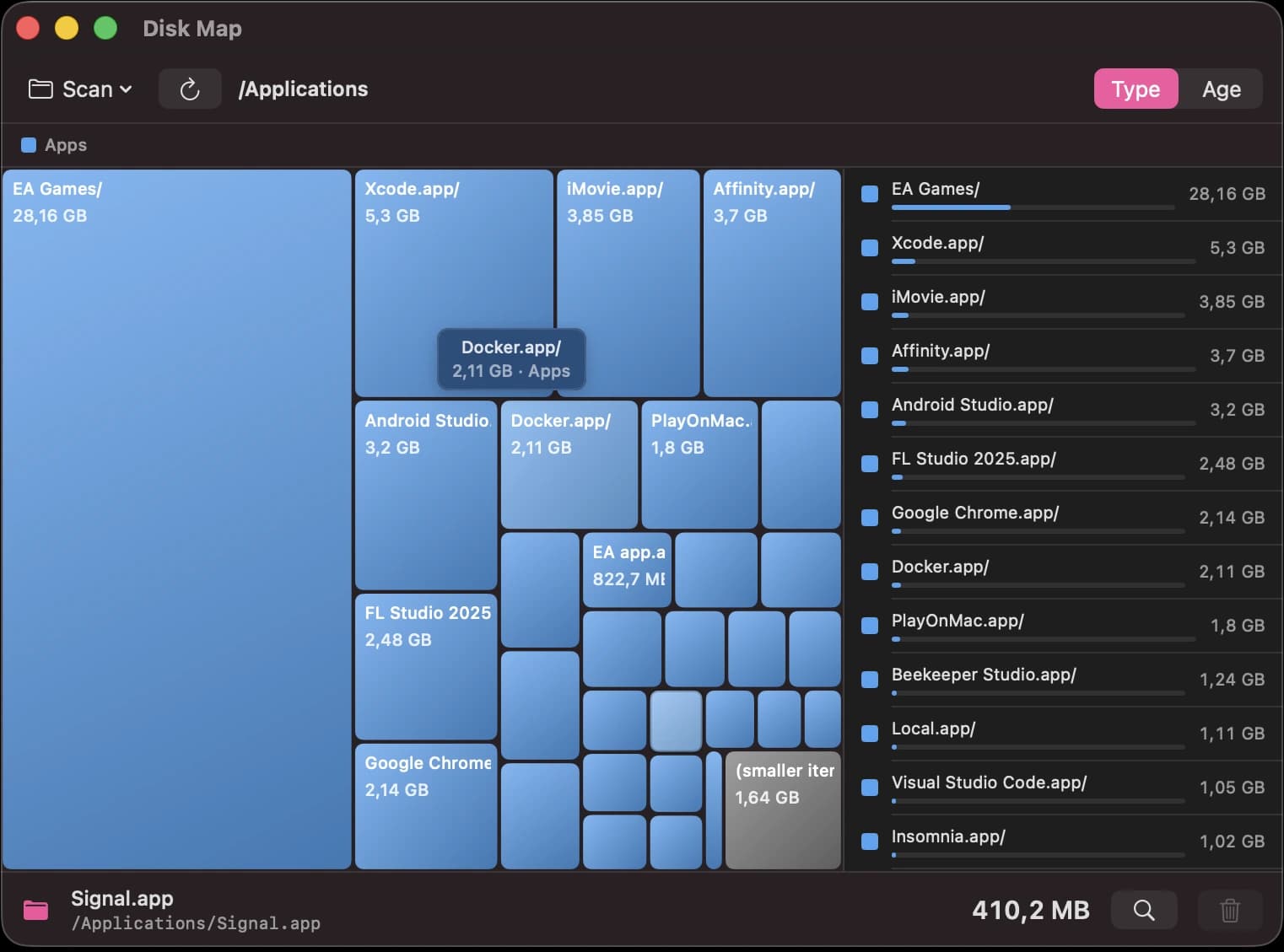 TidyBar Disk Map