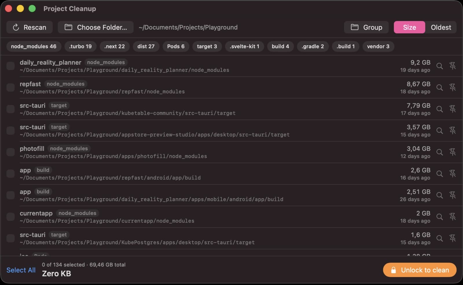 TidyBar Project Cleanup (developer mode)
